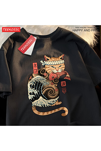 StartMore Y2K Vintage T-Shirt Tee Japanese Harajuku Ukiyo-E Cat