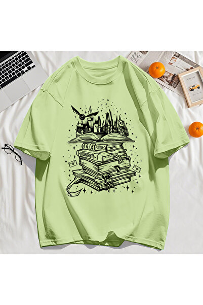 StartMore Y2K Vintage T-Shirt Tee Many Books and Flying Birds Print
