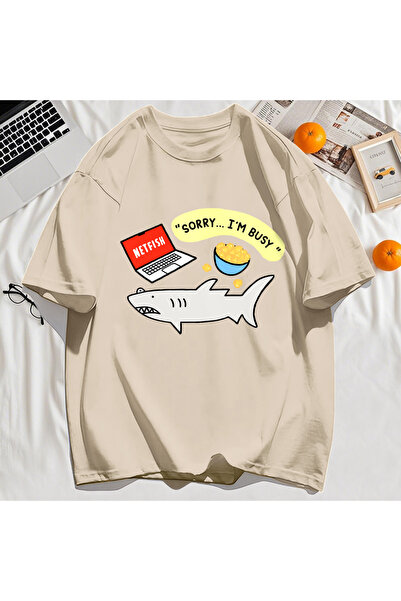 StartMore تي شيرت Y2k Vintage تي شيرت آسف مطبوع عليه نمط السمكة المشغولة