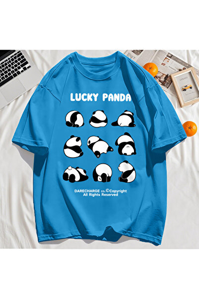 StartMore Y2K Vintage T-Shirt Tee Lucky Panda All Right Reserved Pattern
