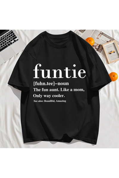 StartMore تي شيرت Y2k Vintage تي شيرت Funtie Aunt Like Mom Fun مطبوع