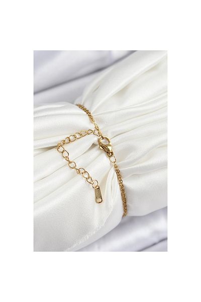 artisania 316L Steel Chain Turquoise Enamel Artistic Portrait Pearl Detailed Flower Model Gold Color Women's Bracelet