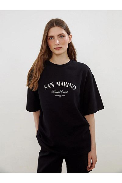 LC Waikiki Γυναικείο μπλουζάκι Lcw Vision Crew Neck San Marino με στάμπα (S5)