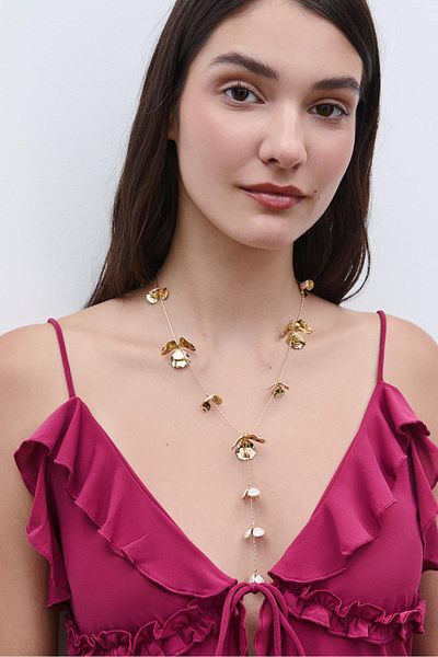 Stradivarius Lariat flower necklace