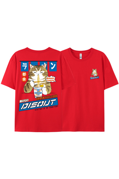 StartMore تي شيرت Y2k Vintage تي شيرت Harajuku Cat Cartoon يأكل النودلز