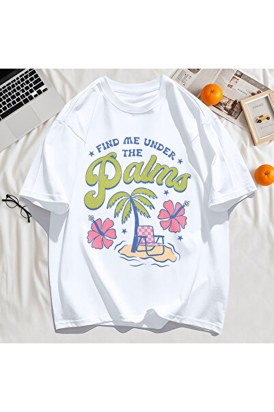 StartMore تي شيرت Y2k Vintage تي شيرت Find Me Palm Beach طباعة تصميم أشجار جو...