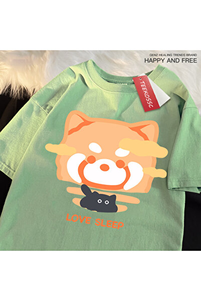 StartMore تي شيرت Y2k Vintage تي شيرت Love Sleep Orange Raccoon