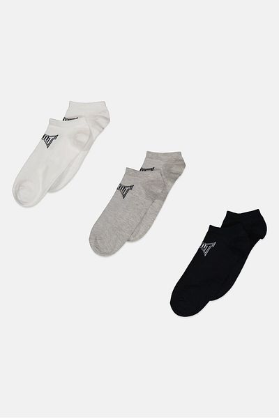 Tapout Men 3 Pairs Brand Logo Ankle Socks, Multicolor