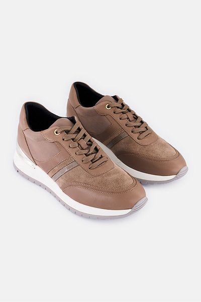 Geox Women Lace Up Casual Shoes, Dark Taupe