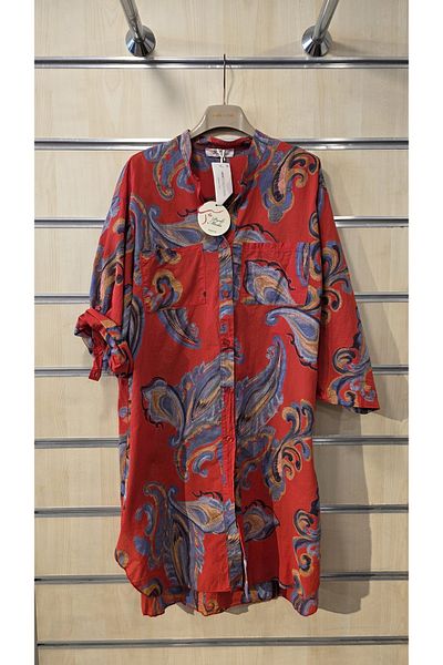 Park Moda Italian Tunic Oversize Shirt Dress Cotton Shawl Pattern