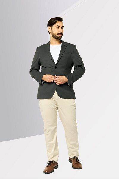 Tommy Hilfiger Men Tailored Fit Plain Casual Blazer, Dark Grey