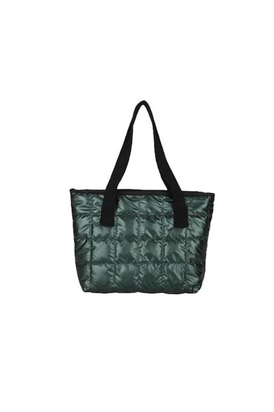 The Casius. Tote shoulder bag, quilted checkered design, green color, The Casius