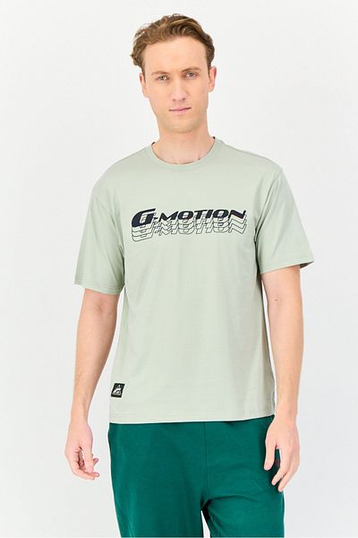 Giordano G-Motion Men Sportswear Fit Short Sleeve Outdoor T-Shirt, Sage Green