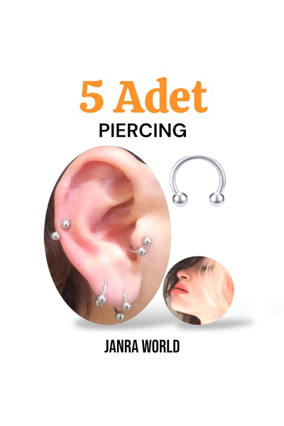 JANRA WORLD 5-Piercing Set – Helix, Tragus, Septum, Nose, Eyebrow, Navel, Ear, Daith, Rook, Industrial