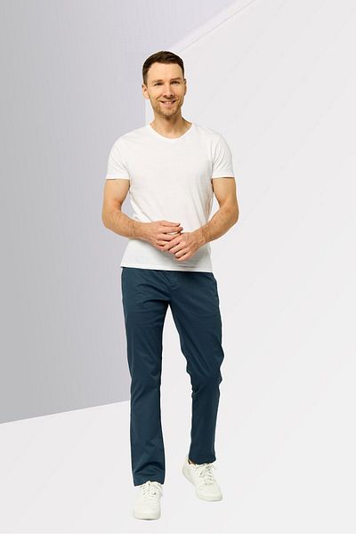 Tommy Hilfiger Men Regular Fit Solid Chino Pants, Teal Blue