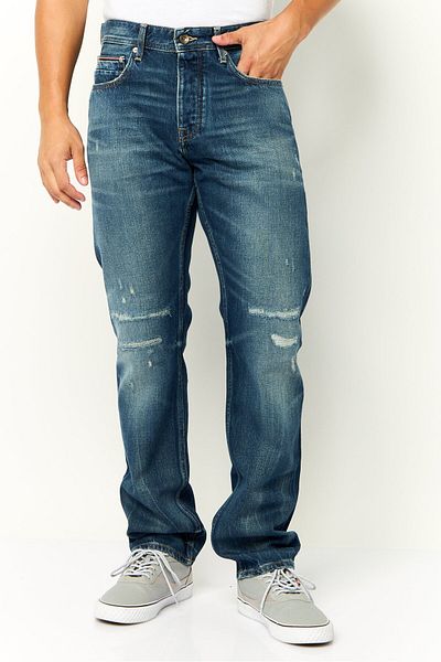 Tommy Hilfiger Men Regular Fit Washed Denim Jean, Blue