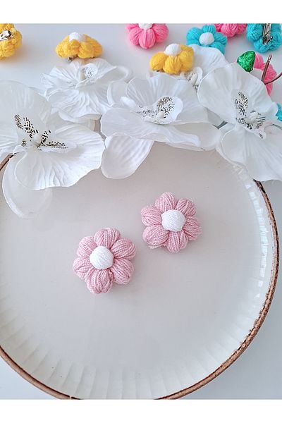 İPAR AKSESUAR Light Pink Clip 2-Piece Hand Knitted Clasp