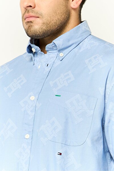 Tommy Hilfiger Men Archive Fit All Over Print Long Sleeves Casual Shirt, Light Blue