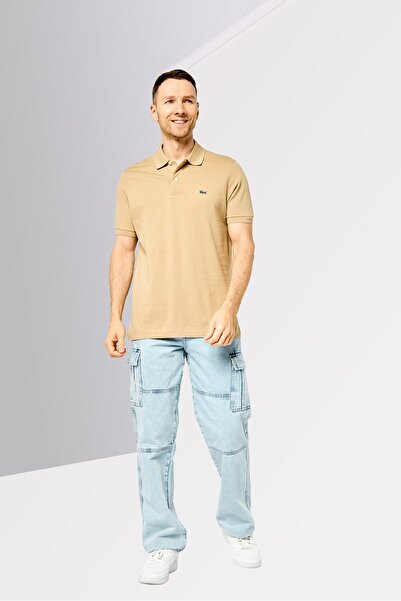 Lacoste Men Classic Fit Short Sleeves Embroidered Logo Polo Shirt, Beige