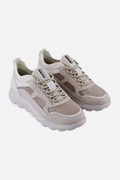 Geox Women D Spherica C Lace Up Sneakers, Off White