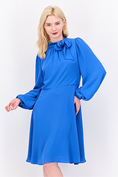 Maggy London Women Textured Long Sleeve Mini Dress,Blue