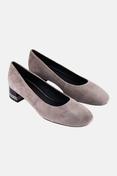 Geox Women Chloo Block Heel Slip On Semi Formal Shoes, Grey