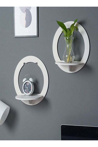 Raffine 2 Piece Wall Shelf Punch Free Bedside Display Stand Flower Pot Holder