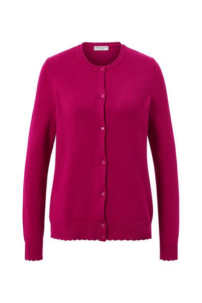 Tchibo Women Round Neck Solid Cardigan, Burgundy