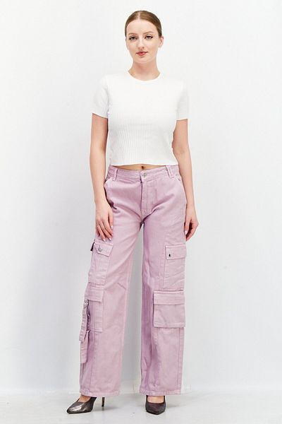 Don't Call Me Jennyfer Women Wide Leg Fit Cargo Pants, Light Purple