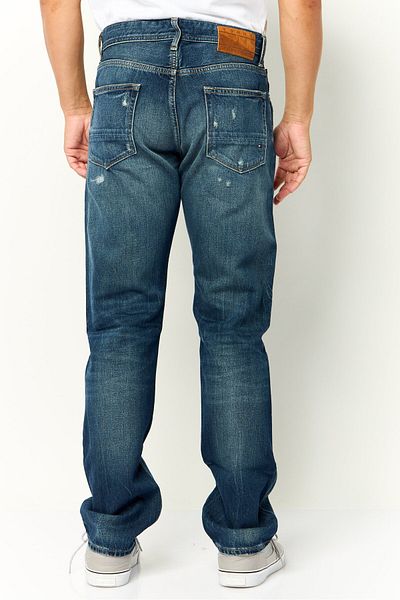 Tommy Hilfiger Men Regular Fit Washed Denim Jean, Blue