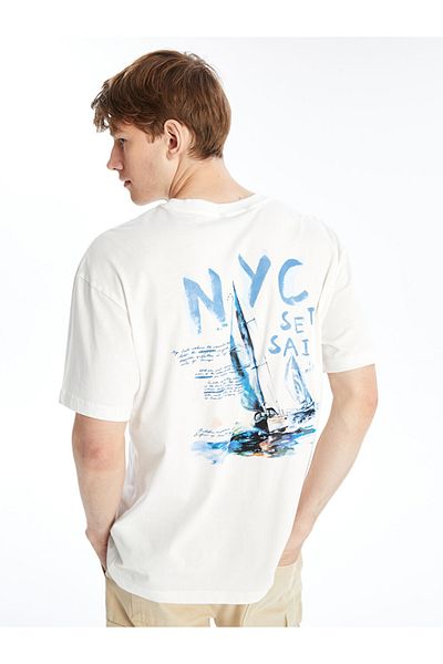 LC Waikiki Ανδρικό μπλουζάκι Ecru Crew λαιμόκοψη με κοντό μανίκι από βαμβακερό χτενισμένο βαμβάκι 100% βαμβάκι
