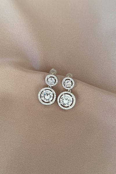 laria jewelry Round Stone Dangle Earrings