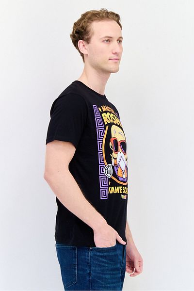 Funko Dragon Ball Z Men Crew Neck Short Sleeves Master Roshi T-Shirt, Black