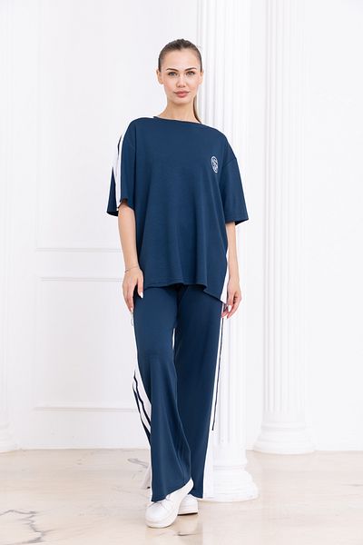 DJANGO STYLE Modal Wide Striped Slit Sports Tracksuit Set
