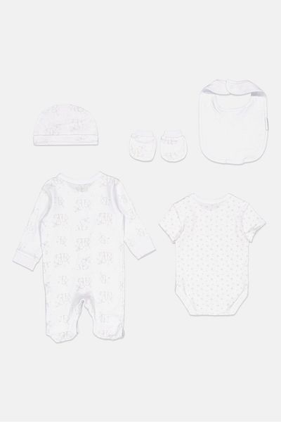 Rock A Bye Baby Boutique Toddlers Boy 5 pcs Graphic Print Bodysuit Gift Set, Multicolor