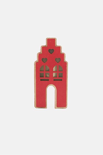 Muy Mucho منزل خشبي مزود بإضاءة ليد، أحمر