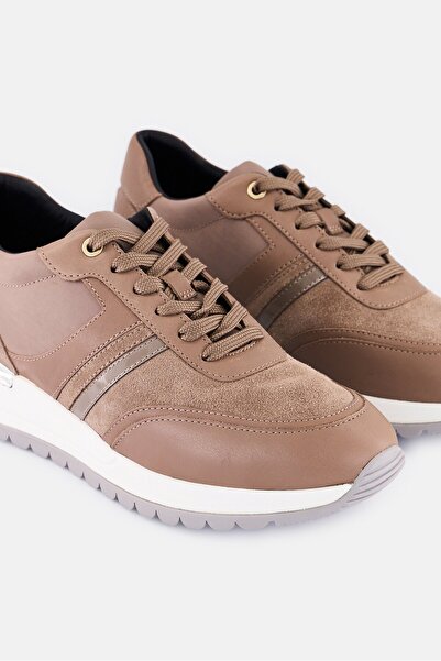 Geox Women Lace Up Casual Shoes, Dark Taupe