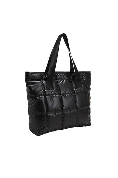 The Casius. Minimalist Tote Bag for Women, Quilted Design, Black
