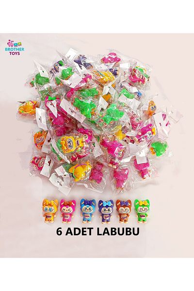 Brother Toys 6 Pieces Surprise Colorful Labubu Figure Toy Lalubu 9 Cm.