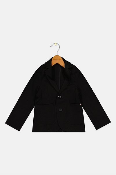 Tommy Hilfiger Toddlers Boy Regular Fit Plain Blazer, Black