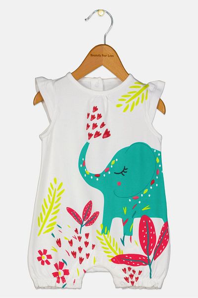 Dp Am Toddlers Girl Embroidered Rompers, White Combo
