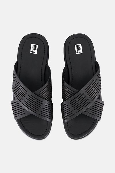 Fitflop Women Slip On Leather Sandal, Black