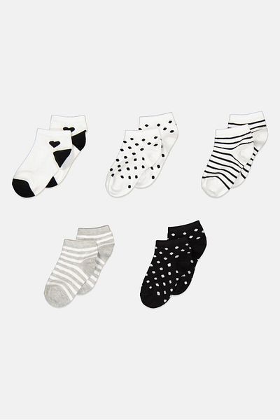XOXO Kids Girl 5 Pairs Textured Socks, Multicolor