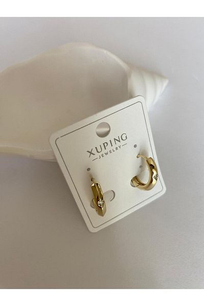 marsel aksesuar Xuping Minimal Dot Stone Gold Earrings