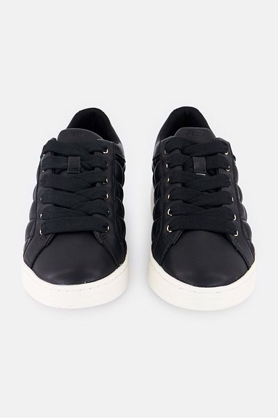 Geox Women Lauressa Quilted Lace Up Casual Shoes, Black