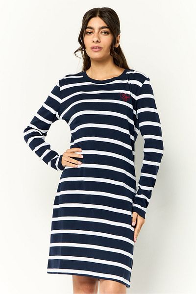 Tommy Hilfiger Women Stripe Long Sleeve Mini Dress, Multicolor