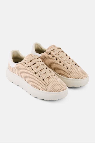 Geox Women Spherica Lace Up Casual Sneaker, Beige