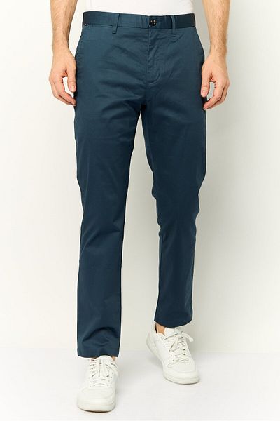 Tommy Hilfiger Men Regular Fit Solid Chino Pants, Teal Blue