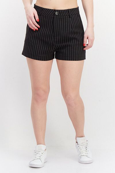Don't Call Me Jennyfer Women Stripe Basic Shorts, Black/White