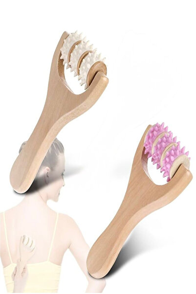 Bundeba Ahşap Masaj Rulosu Sırt Kası Rulosu Manuel Ahşap Terapisi Ahşap Masaj Aleti 1 Adet